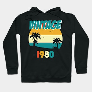 Vintage 1980 retro sunset birthday Hoodie